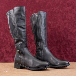 La Canadienne Women Silvana Black Leather Waterproof Buckle Zip Knee Boots sz 10